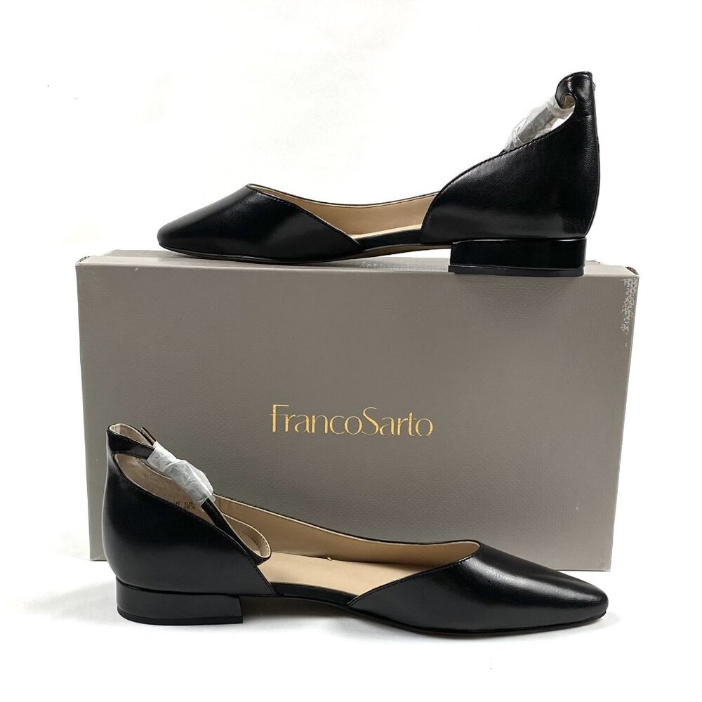 Franco Sarto Black Leather Half d'Orsay Flat, 9.5